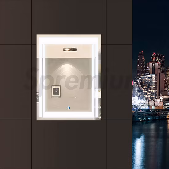 Luz decorativa plateada de pared LED espejo de vidrio de tocador de baño laminado